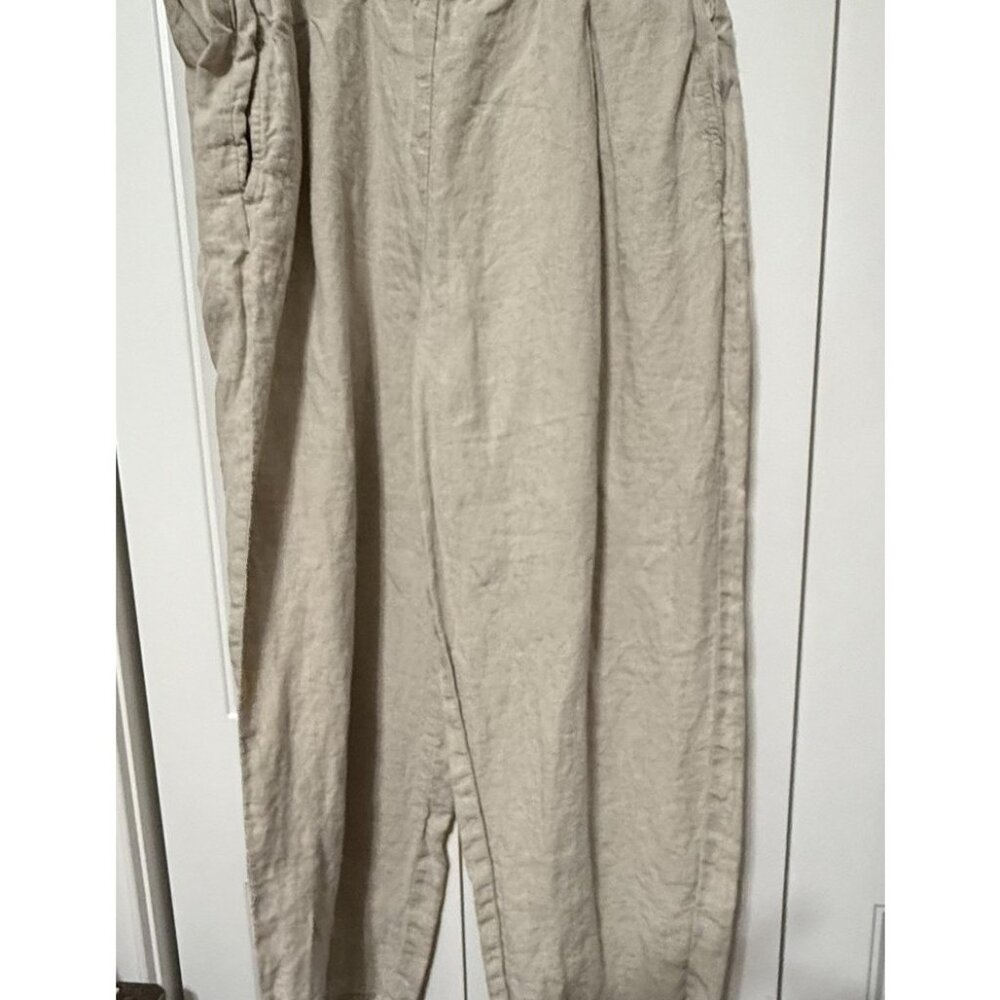Eileen Fisher Women Organic Linen Pant Large Beige Ankle